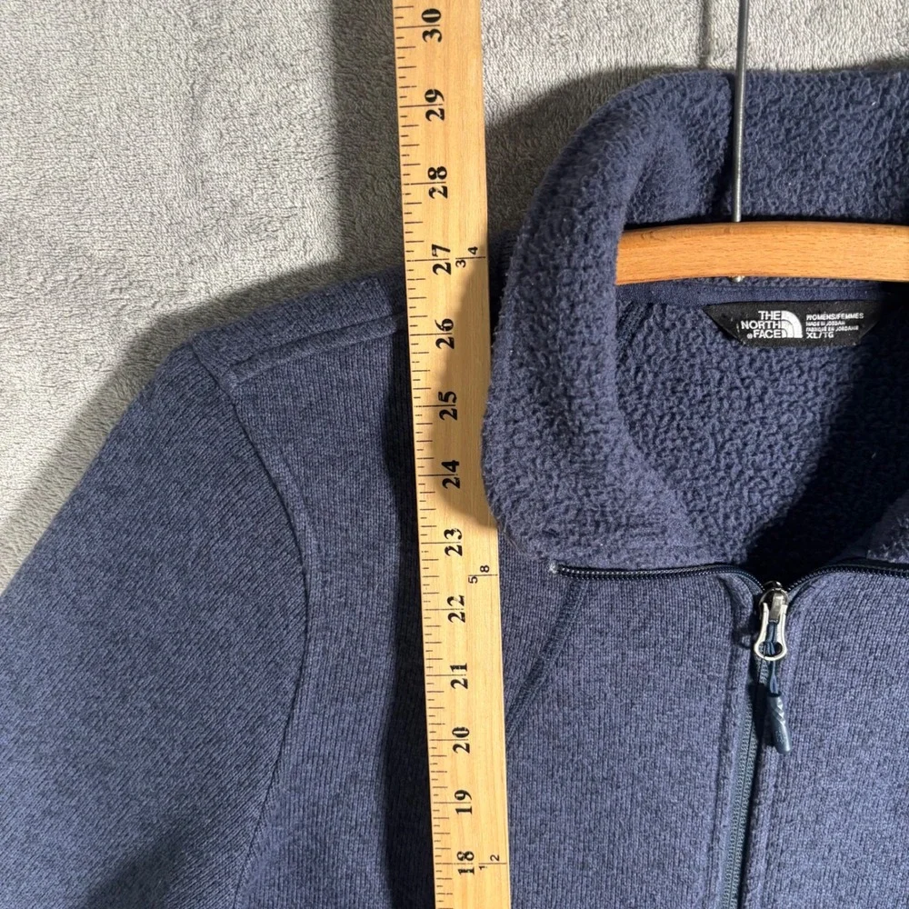 The North Face Womens XL Fleece Jacket‎ Navy Blue Full Zip Sherpa Lined Outdoor